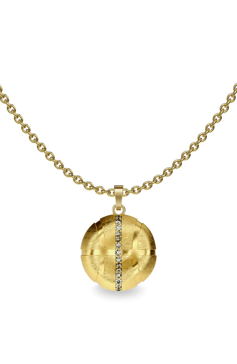 PASCAL The Basketball Leaking Ball Linear Diamond Necklace, Main, color, Gold / White Diamond