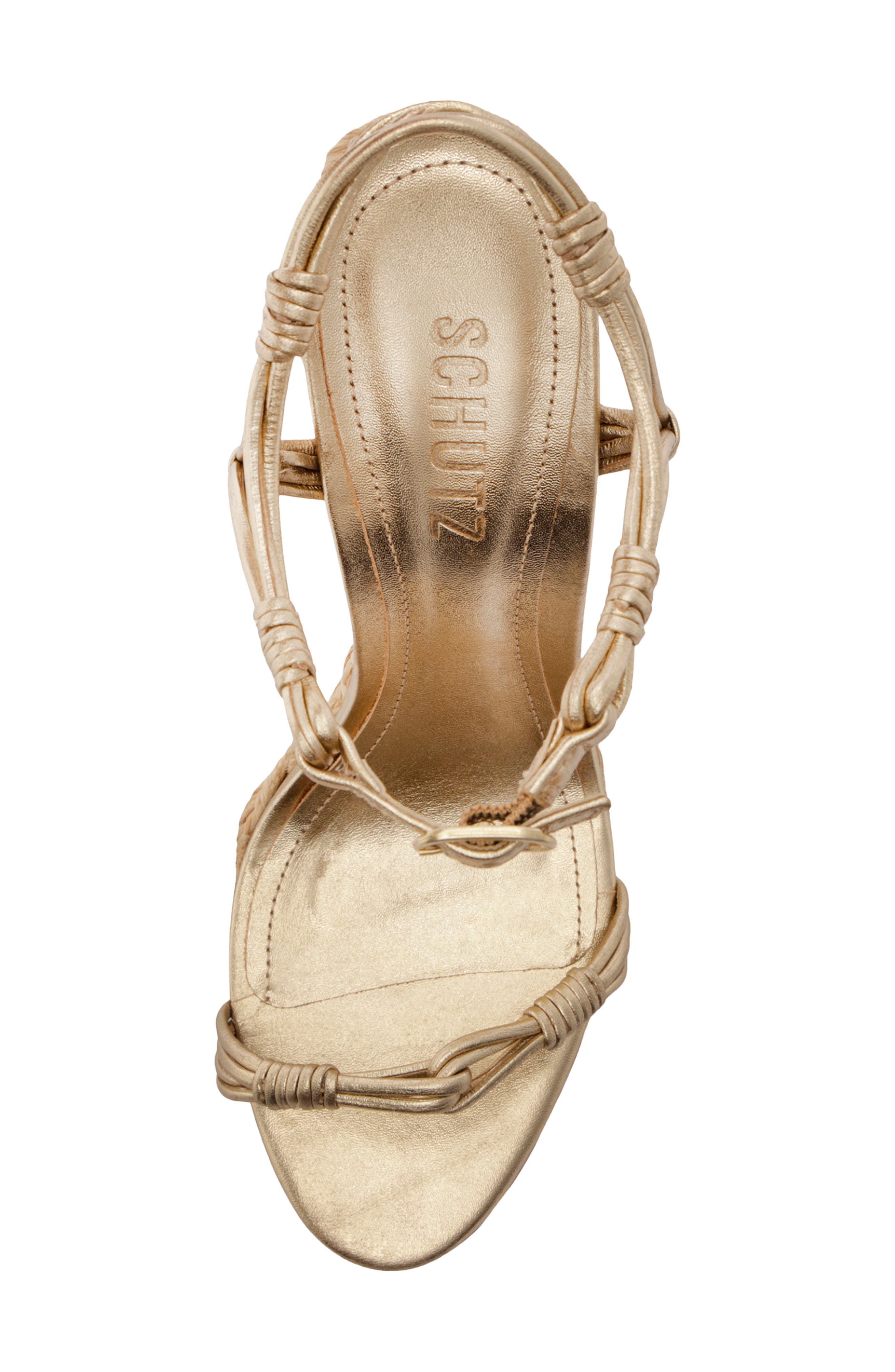 Schutz Nara Ankle Strap Wedge Sandal, Alternate, color, Platina