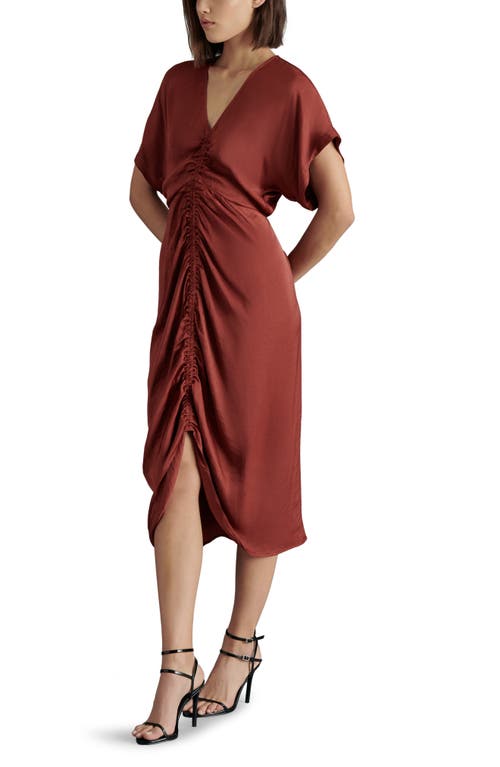 STEVE MADDEN STEVE MADDEN AIMEE RUCHED FRONT MIDI DRESS 