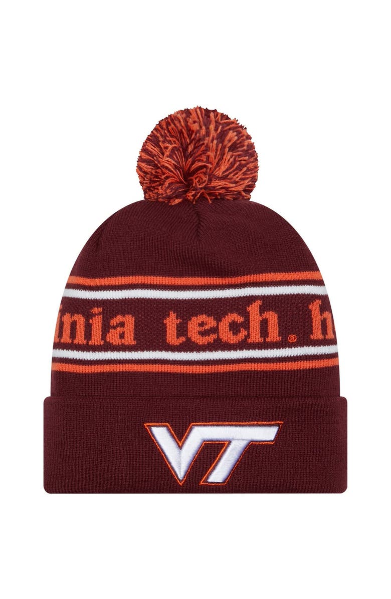 New Era Men's New Era Maroon Virginia Tech Hokies Marquee Cuffed Knit Hat with Pom, Main, color,