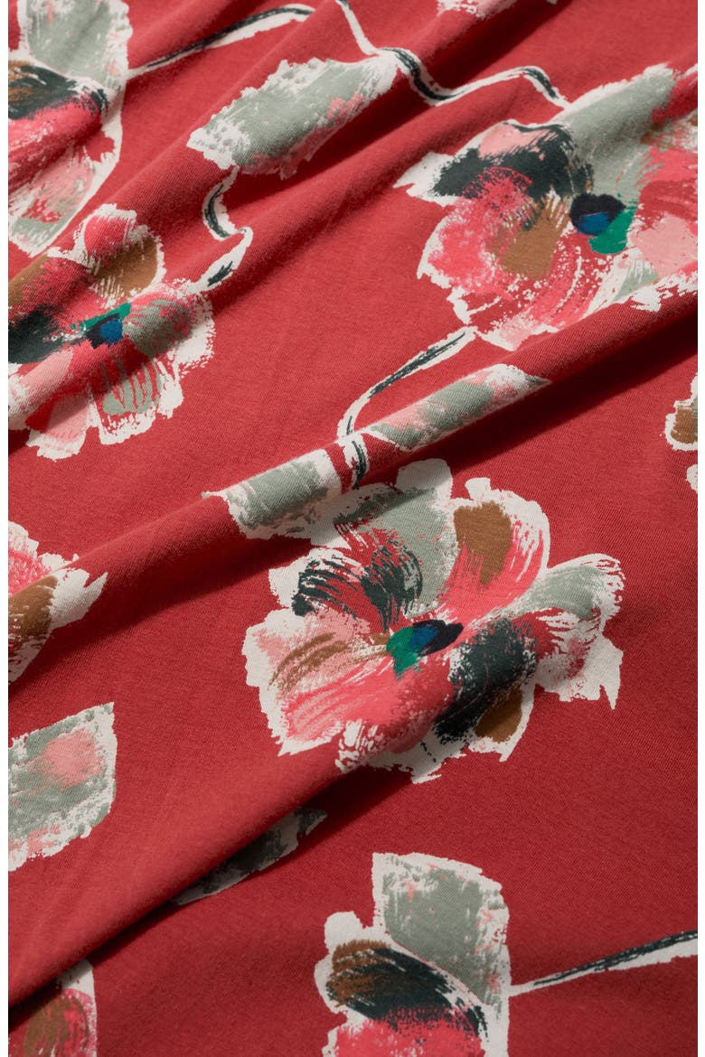 Floral Pleated Stretch Organic Cotton Jersey Dress, Alternate, color, ARTIST CAMELLIA RED SAIL