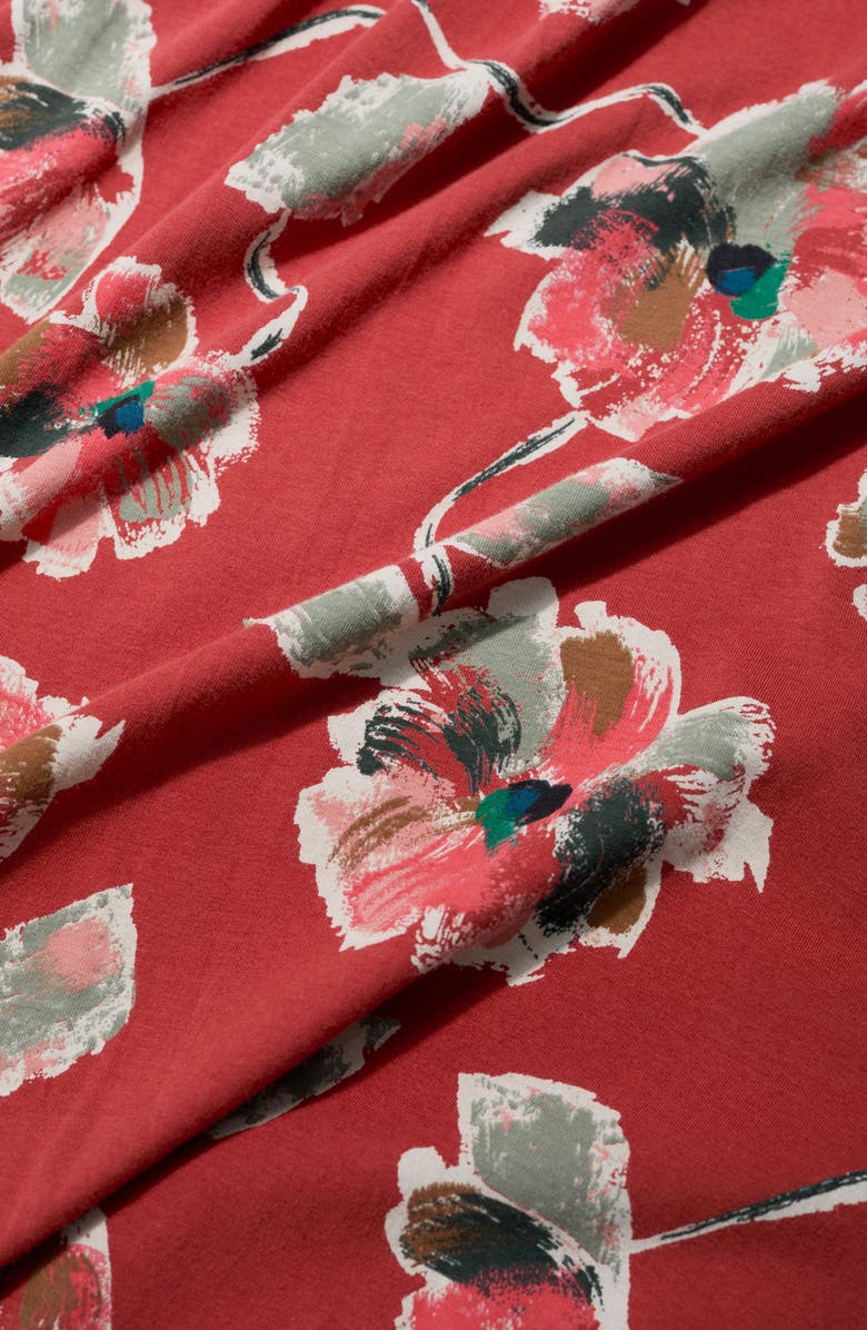 Seasalt Cornwall Floral Pleated Stretch Organic Cotton Jersey Dress, Alternate, color, Artist Camellia Red Sail