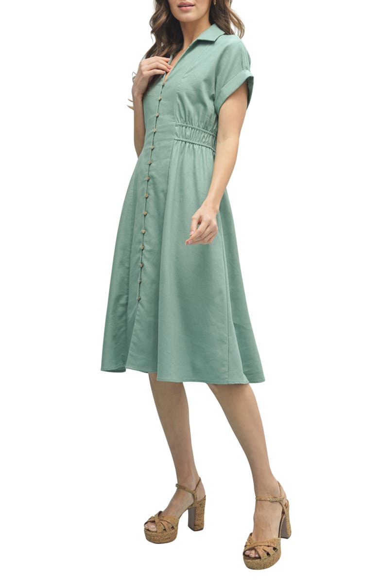 WISHLIST Short Sleeve Midi Shirtdress, Alternate, color, Pistachio