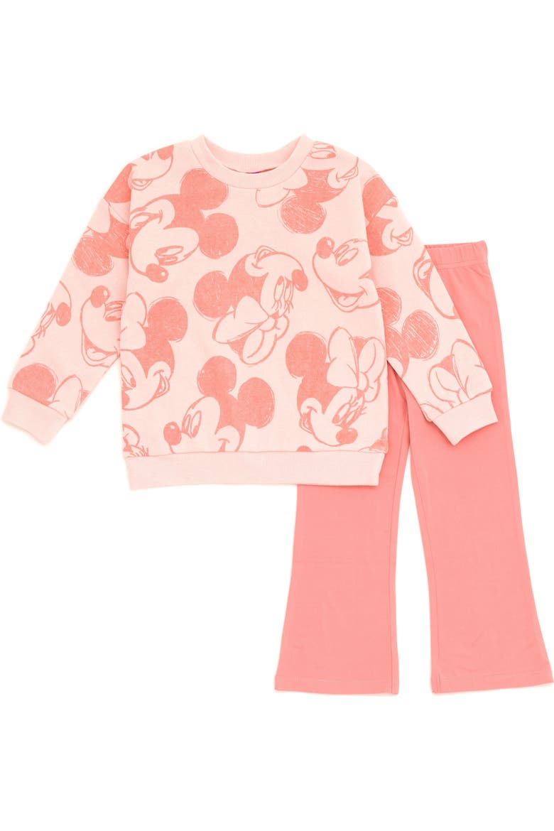 Minnie Mouse 2-Piece Sweatshirt and Flare Leggings Set, Main, color, Mickey Minnie Pink