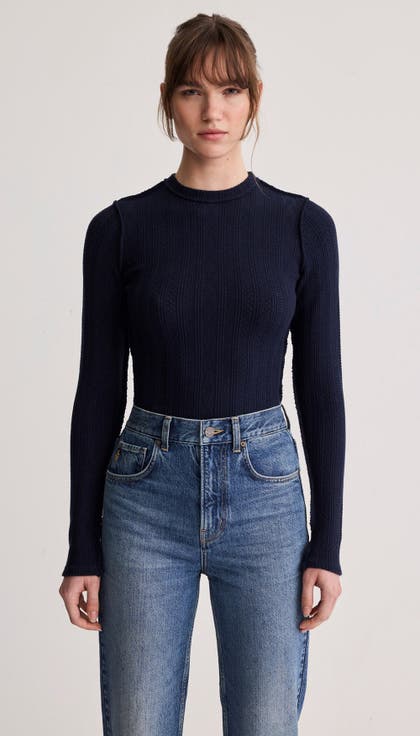 Pointelle Knit Crewneck