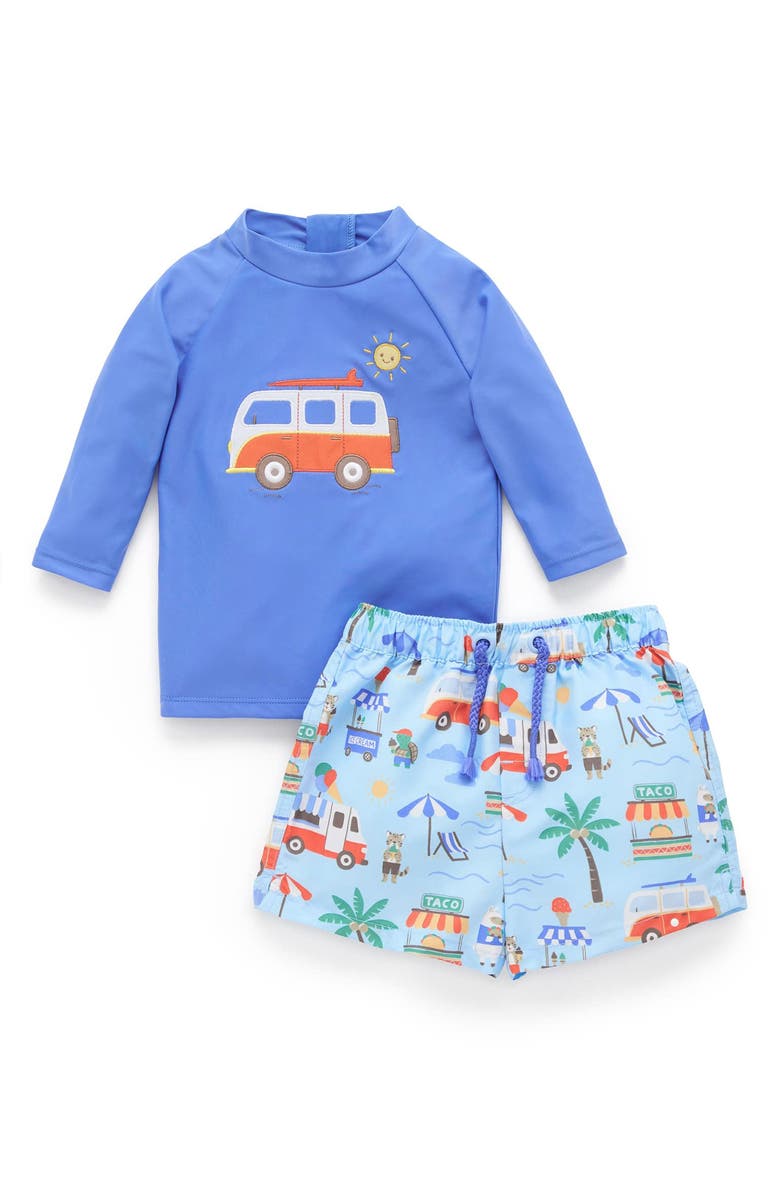 Purebaby Board Short & Rashie Swim Set, Main, color, Cancun Print