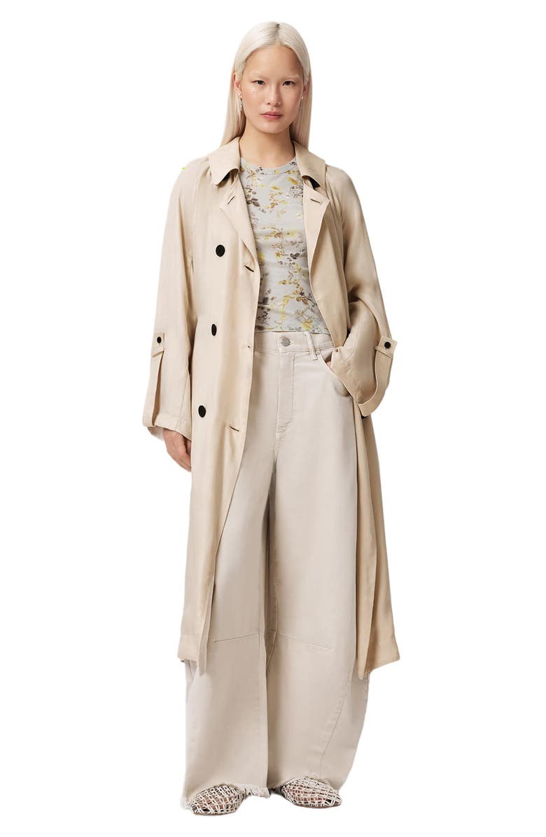 AllSaints Lizie Trench Coat, Alternate, color, Parchment White