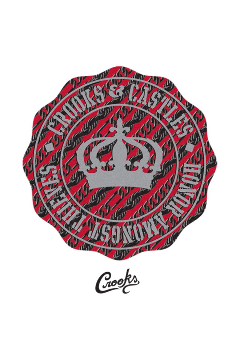 Men's Crooks & Castles Honor Amongst Thieves Red Badge Front and Back  Graphic T-Shirt, Alternate, color, White