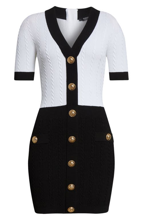 Balmain Colorblock Twisted Cable Knit Sweater Dress In Multi