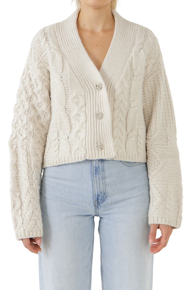 Button-Up Cardigan, Alternate, color, CREAM