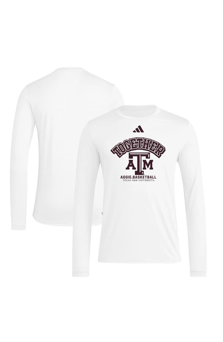 adidas Men's adidas White Texas A&M Aggies Together On-Court Pregame Long Sleeve T-Shirt, Main, color, 