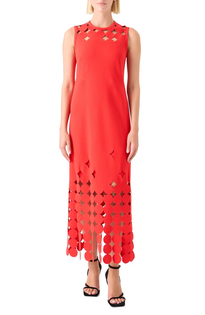 Akris punto Dot Cutout Sleeveless Shift Dress, Main, color, Bright Red