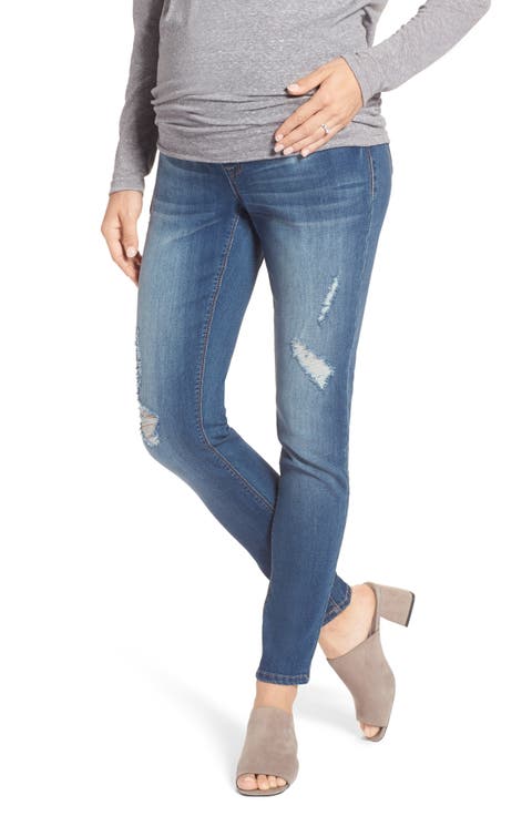 Destructed Maternity Skinny Jeans (Irene)