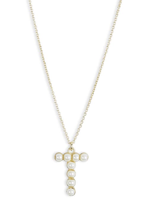 Imitation Pearl Initial Pendant Necklace