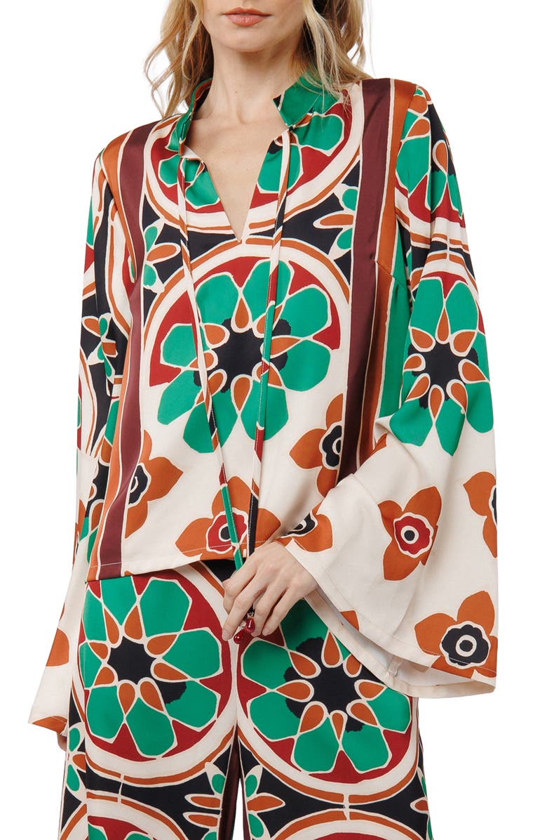 CIEBON Sassa Floral Long Sleeve Top, Alternate, color, Green Multi