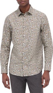 Bugatchi Julian Shaped Fit Linen Blend Button-Up Shirt