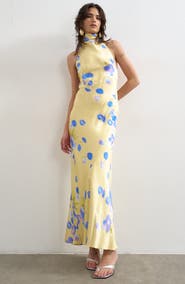 Topshop Floral Halter Maxi Dress