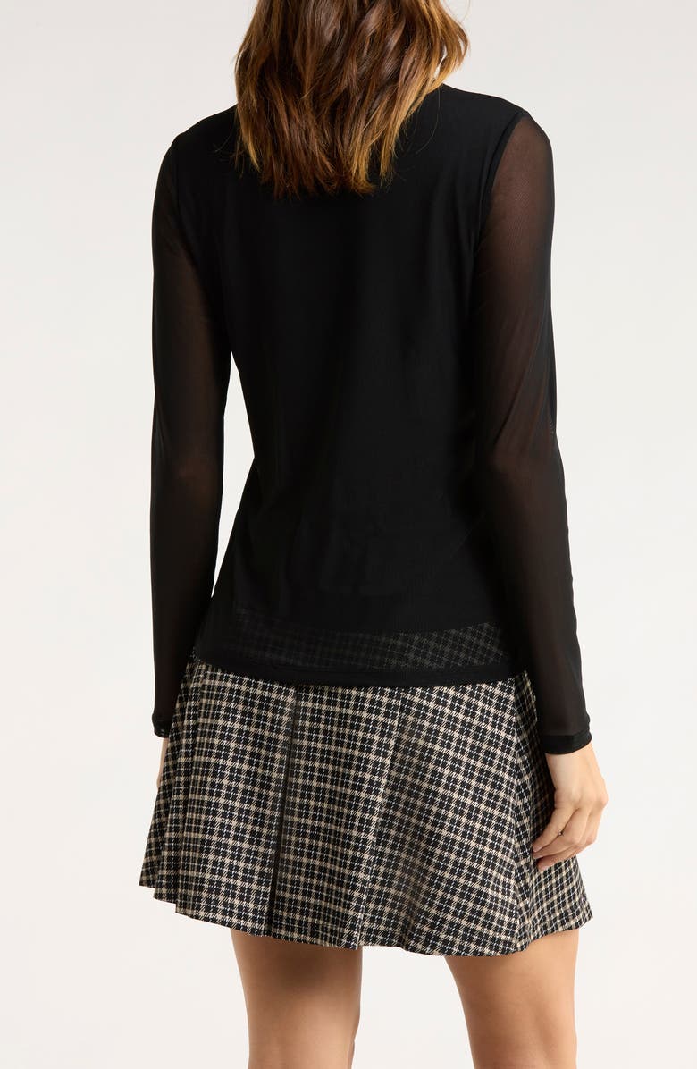Sanctuary Everyday Mock Neck Long Sleeve Mesh Top, Alternate, color, Black