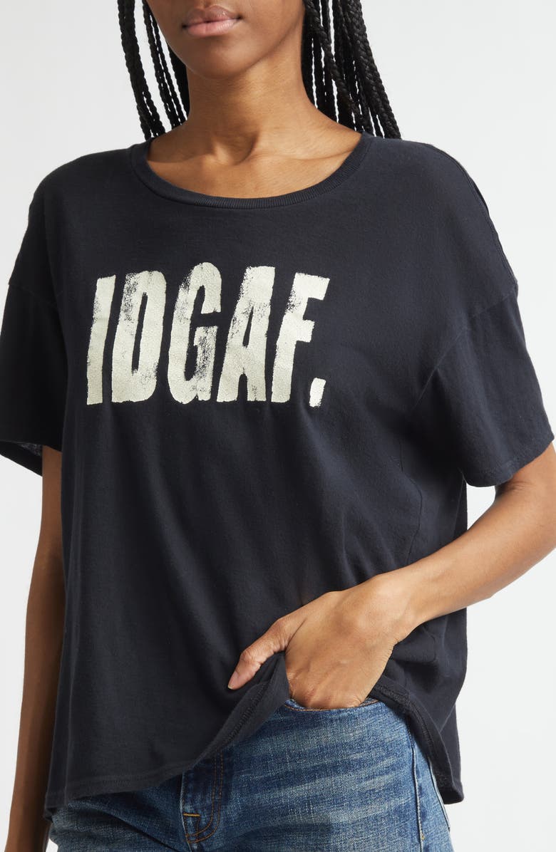R13 IDGAF Cotton & Cashmere Graphic T-Shirt, Alternate, color, Black