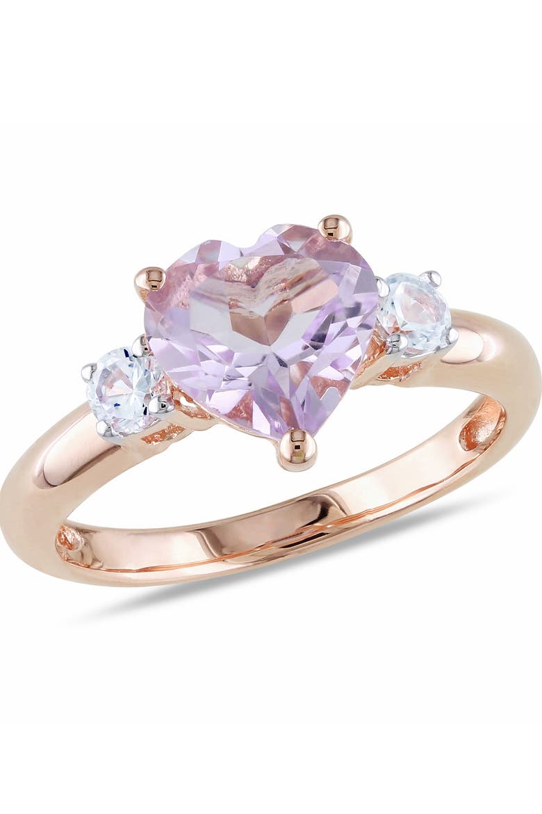 Rose de France Heart & Created White Sapphire Ring, Main, color, PURPLE
