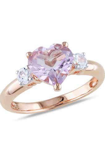 DELMAR Rose de France Heart & Created White Sapphire Ring