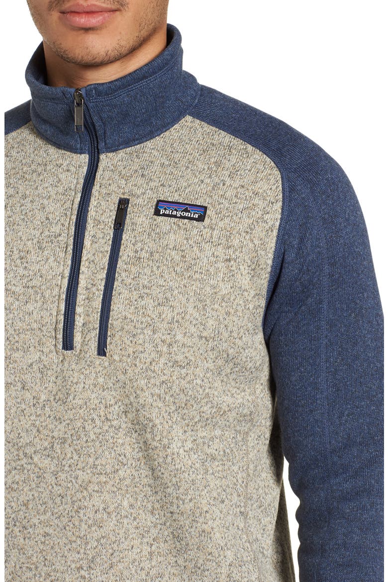 Better Sweater Quarter Zip Fleece Lined Pullover, Alternate, color, BLEACHED STONE W/DOLOMITE BLUE