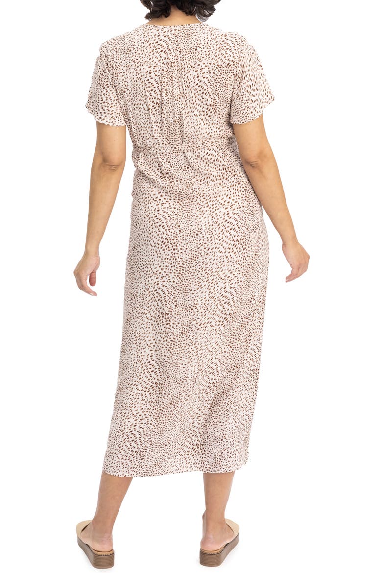 Animal Print Maternity/Nursing Wrap Dress, Alternate, color, BROWN