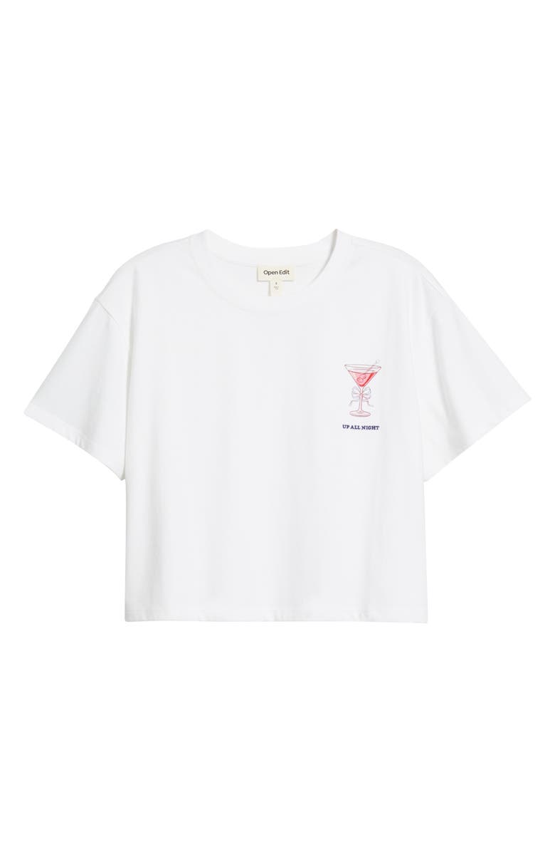 Open Edit Boxy Crop Sleep T-Shirt, Alternate, color, White Embroidery Up All Night