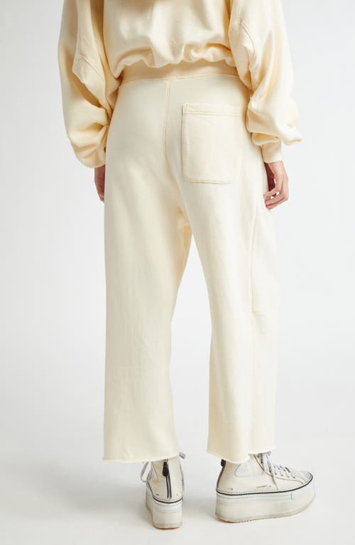 R13 Pleated Crop Cotton Fleece Joggers In Neutral