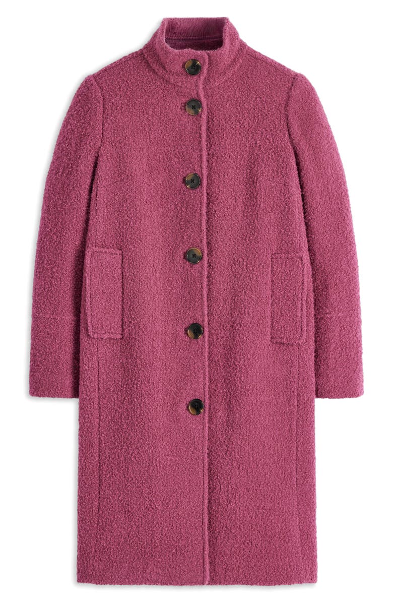 Boden Textured Wool Blend Stand Collar Coat, Alternate, color, Pink Heather
