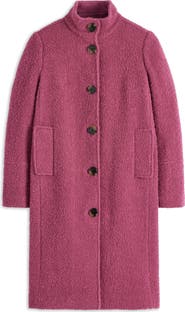 Boden Textured Wool Blend Stand Collar Coat