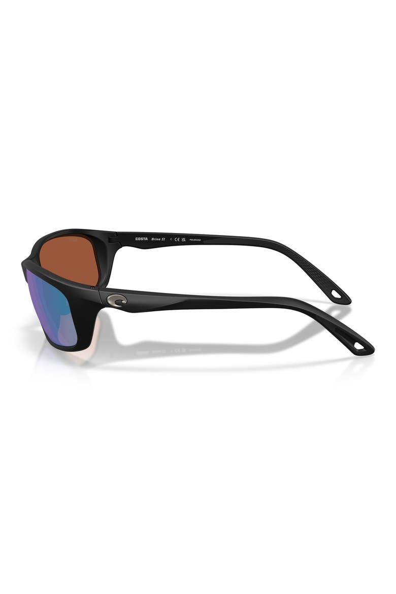 Brine II 59mm Polarized Rectangular Sunglasses, Alternate, color, BLACK / GREEN MIRROR 580G
