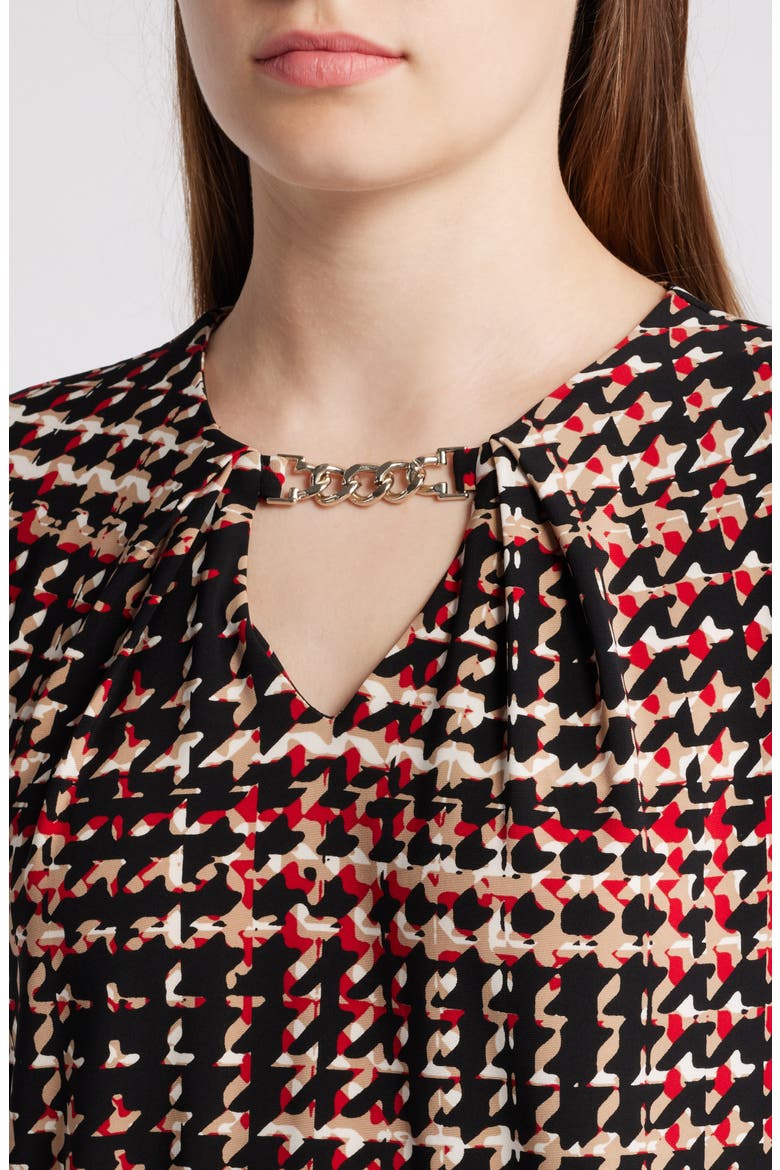 Print Pleat Neck Top, Alternate, color, ANNE BLACK MULTI