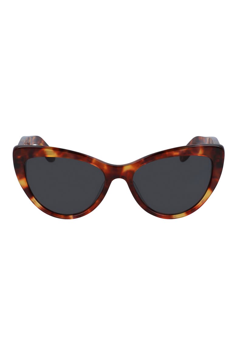 Salvatore Ferragamo 56mm Cat Eye Sunglasses, Main, color, TORTOISE