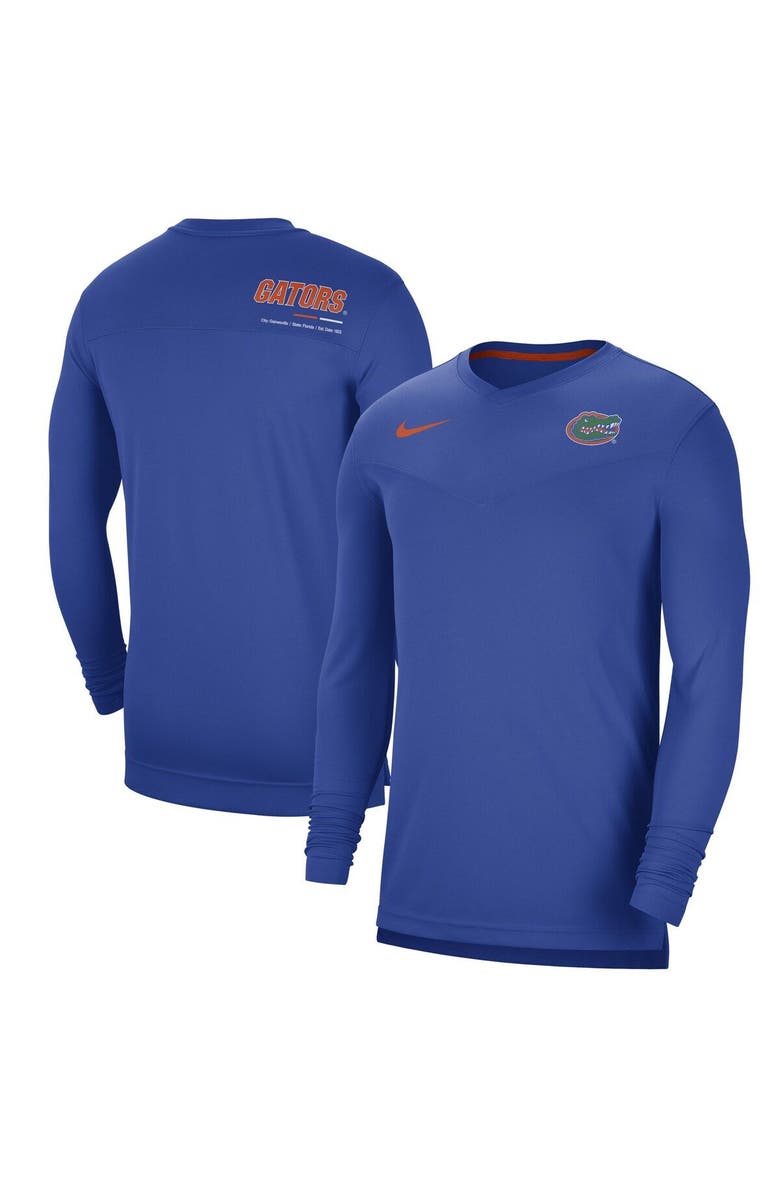 Nike Men's Nike Royal Florida Gators 2022 Coach Performance Long Sleeve V-Neck T-Shirt, Main, color, Royal