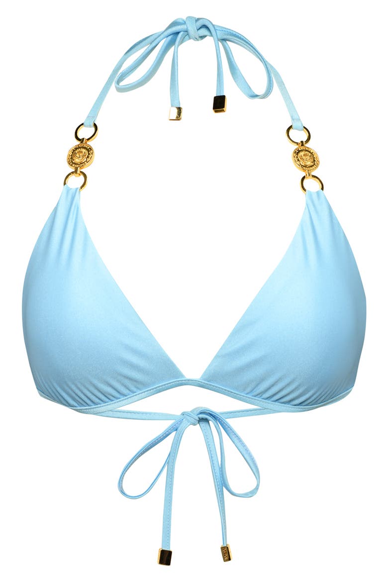 Annabelle Shimmer Triangle Bikini Top, Alternate, color, SKY