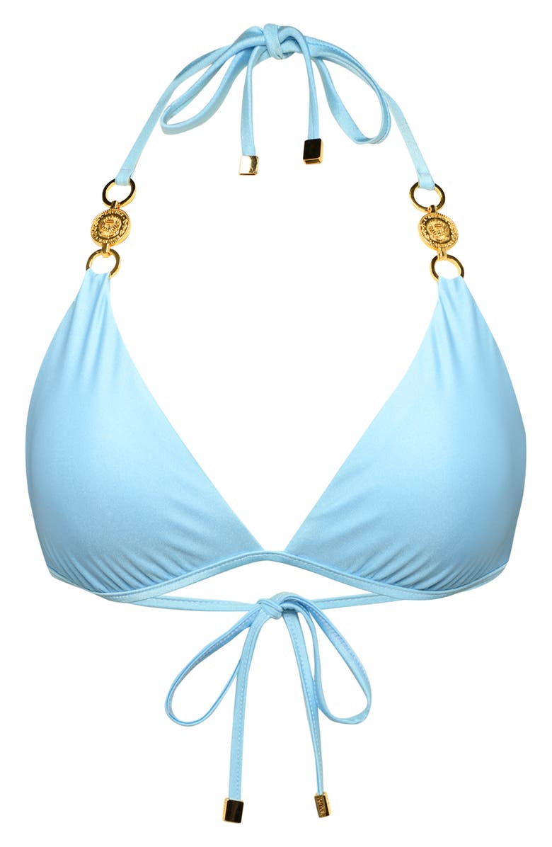 L'AGENCE Annabelle Shimmer Triangle Bikini Top, Alternate, color, Sky