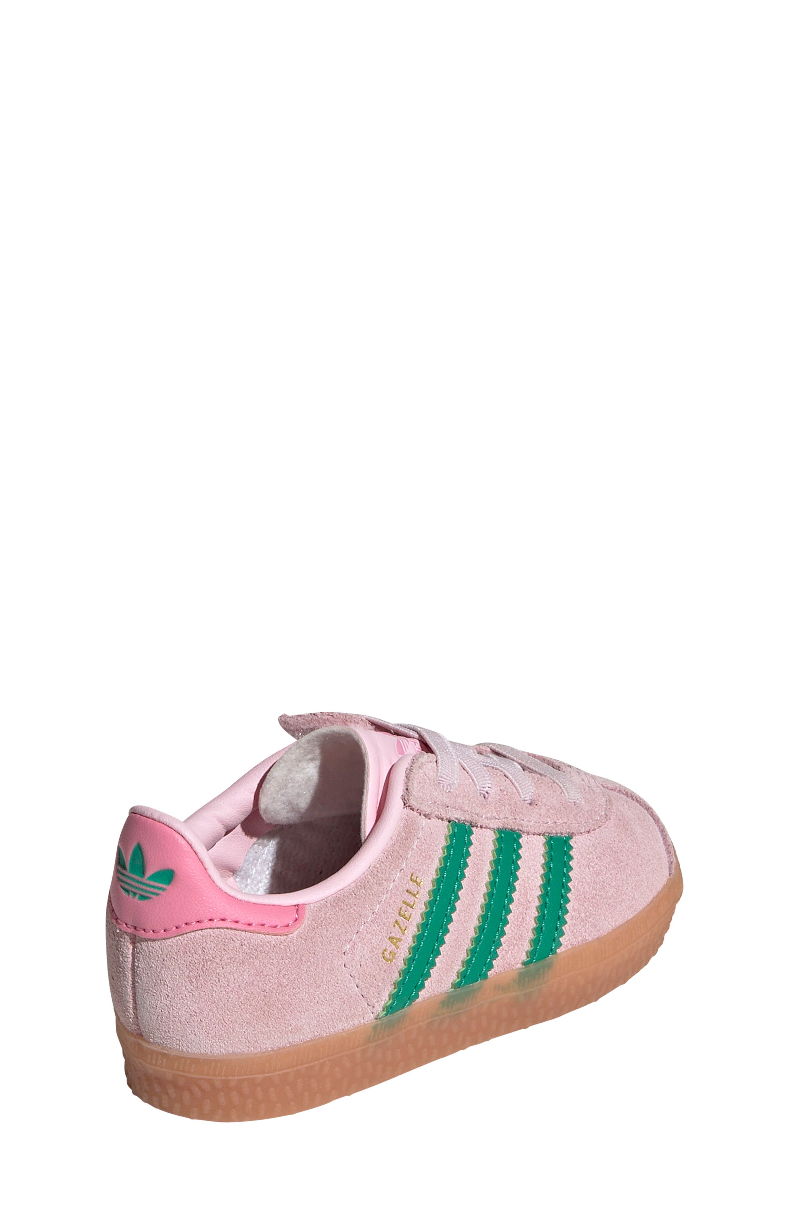 adidas Kids' Gazelle Sneaker, Alternate, color, Clear Pink/Court Green/Bliss Pink
