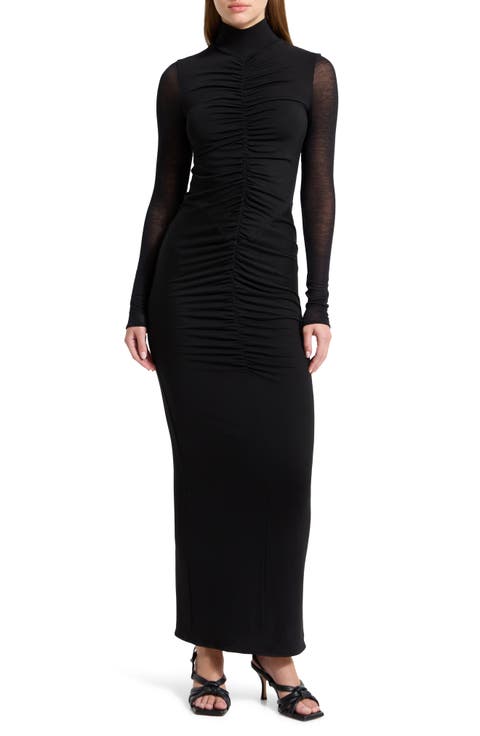 Athena Center Ruched Long Sleeve Dress