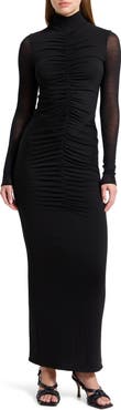 Marcella Athena Center Ruched Long Sleeve Dress