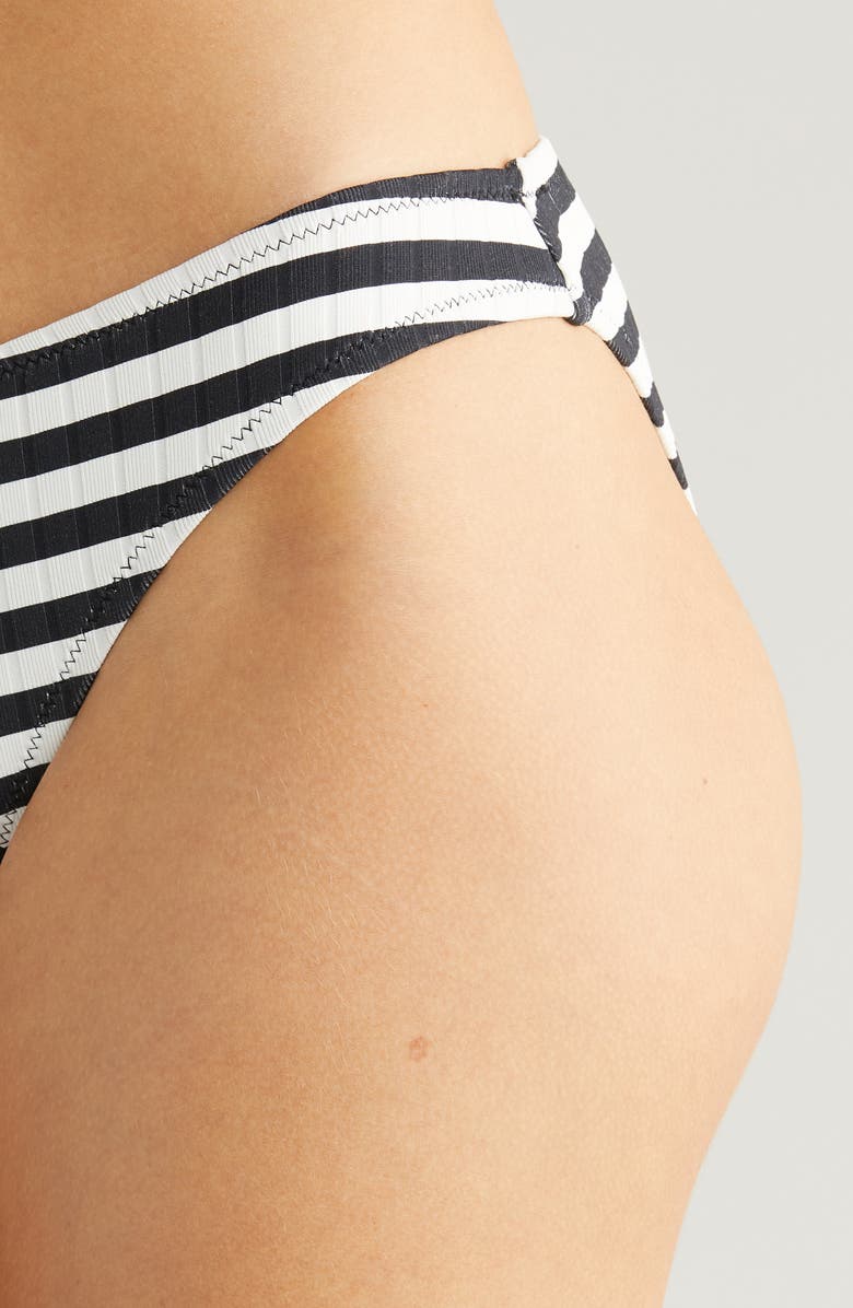 Solid & Striped Elle Stripe Bikini Bottoms, Alternate, color, Blackout X Marshmallow