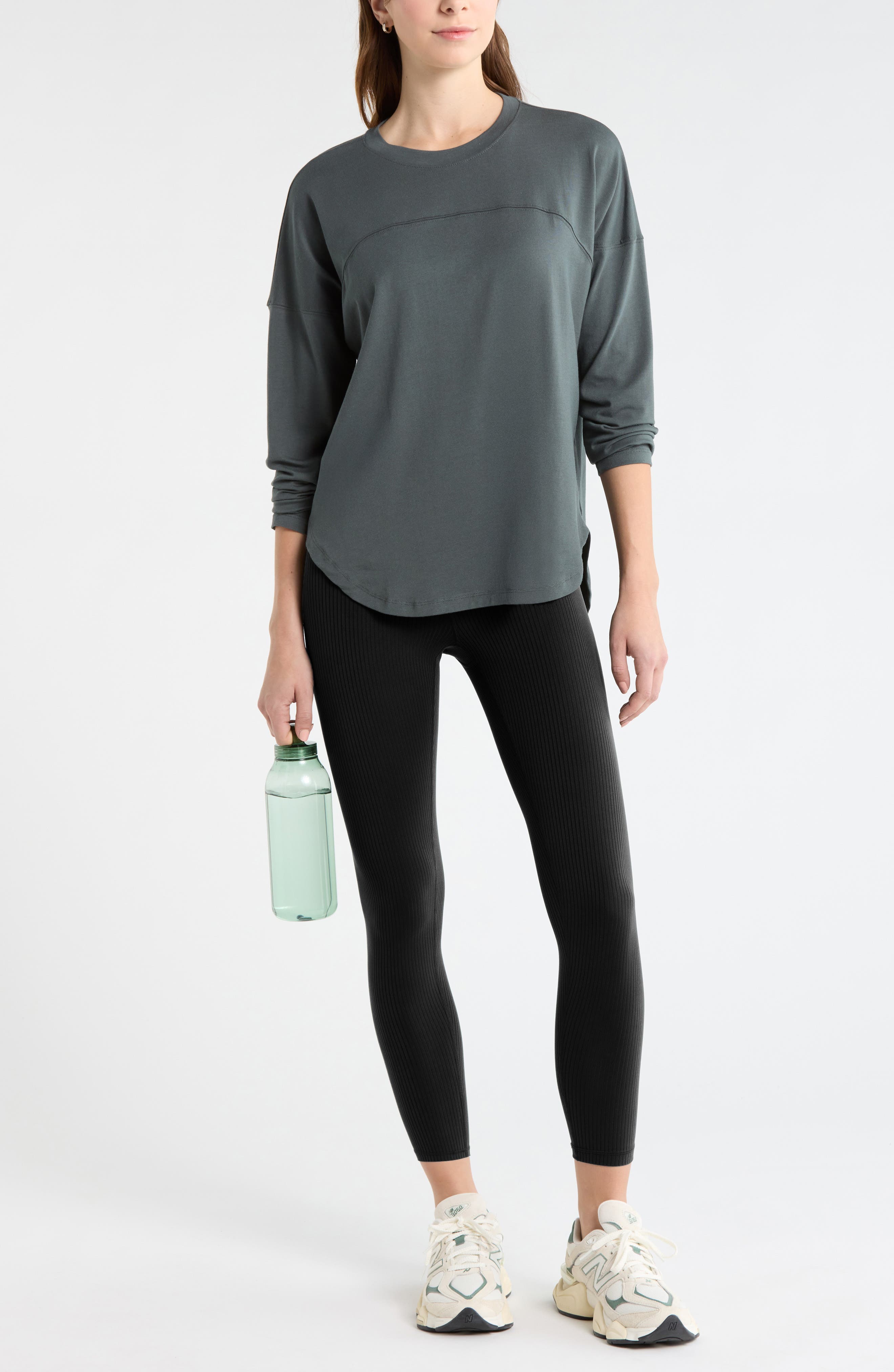 Sueded High-Low Long Sleeve T-Shirt - image 4