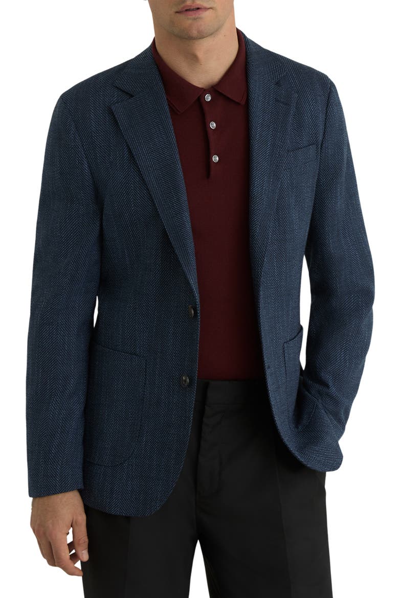 Manci Herringbone Sport Coat, Main, color, NAVY