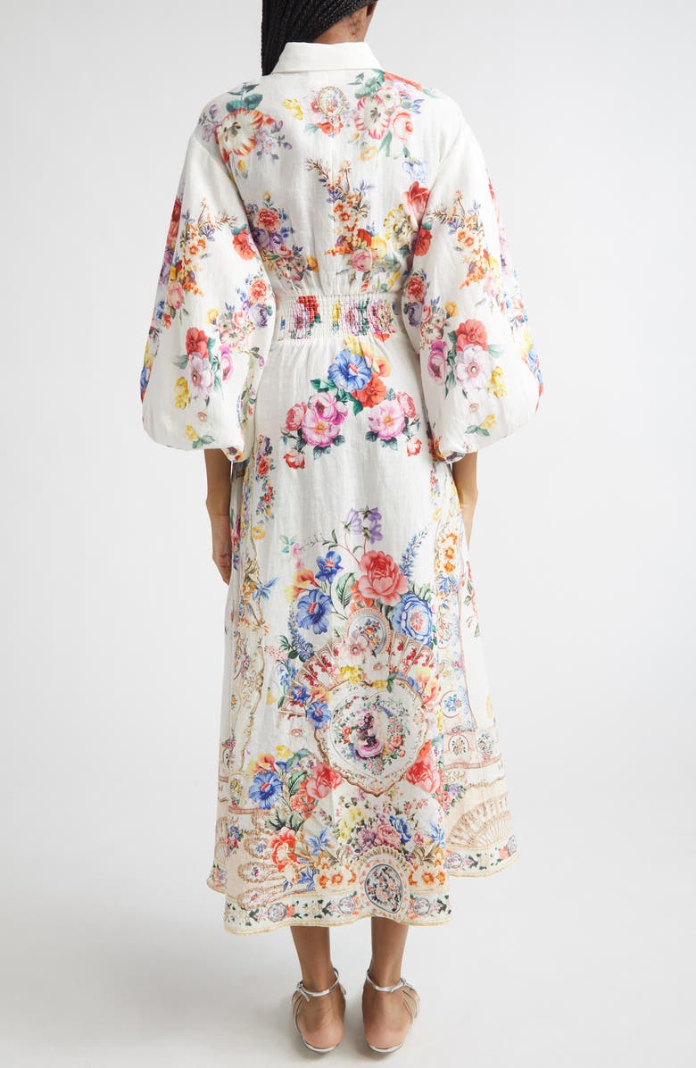 Camilla I Left My Heart in Granada Print Tie Waist Linen Shirtdress, Alternate, color, I Left My Heart In Granada