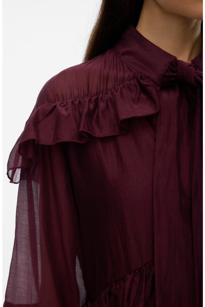 Jenna Ruffle Detail Long Sleeve Dress, Alternate, color, WINETASTING