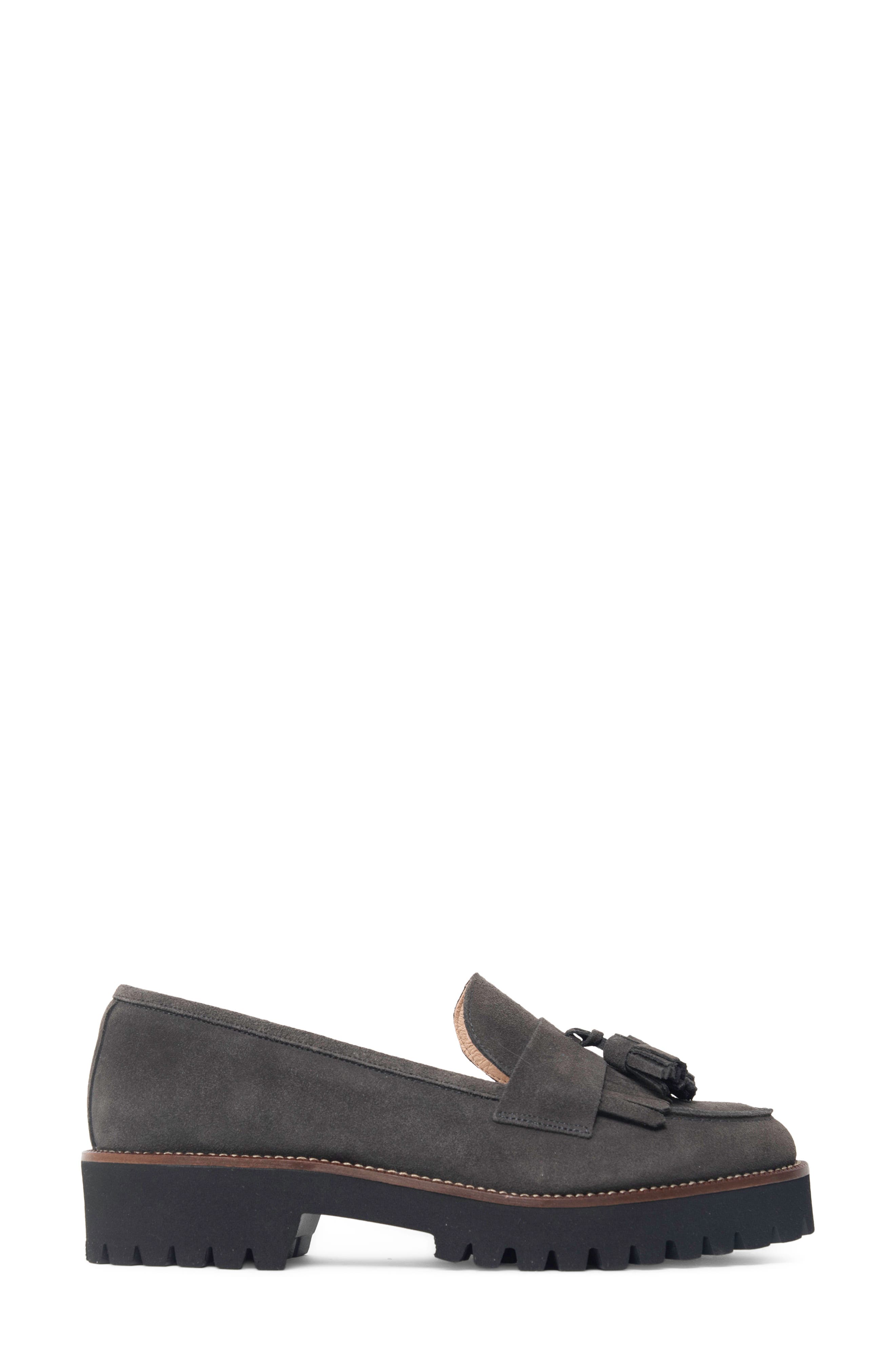 Beckham Tassel Lug Loafer, Alternate, color, GREY SUEDE