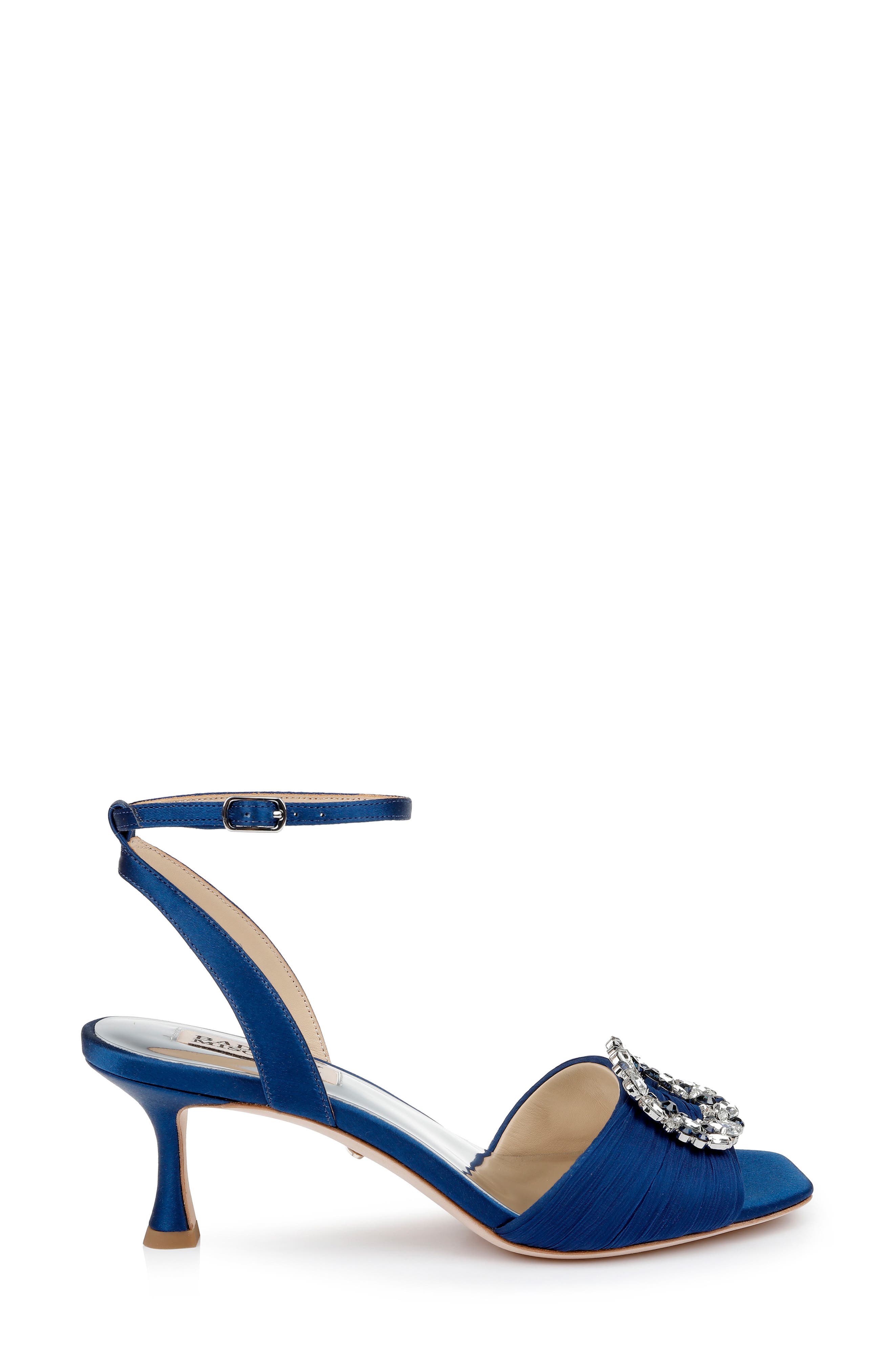 Nimah Ankle Strap Sandal, Alternate, color, NAVY SATIN