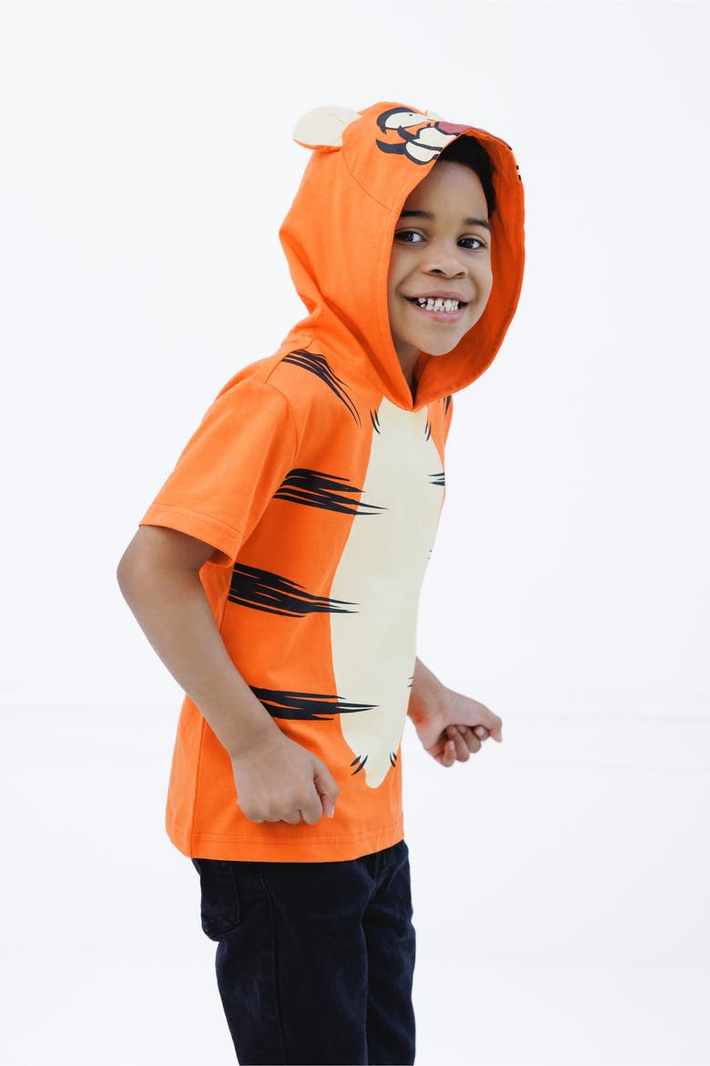 Winnie the Pooh Short Sleeve Hooded T-Shirt, Alternate, color, Tigger Orange Black