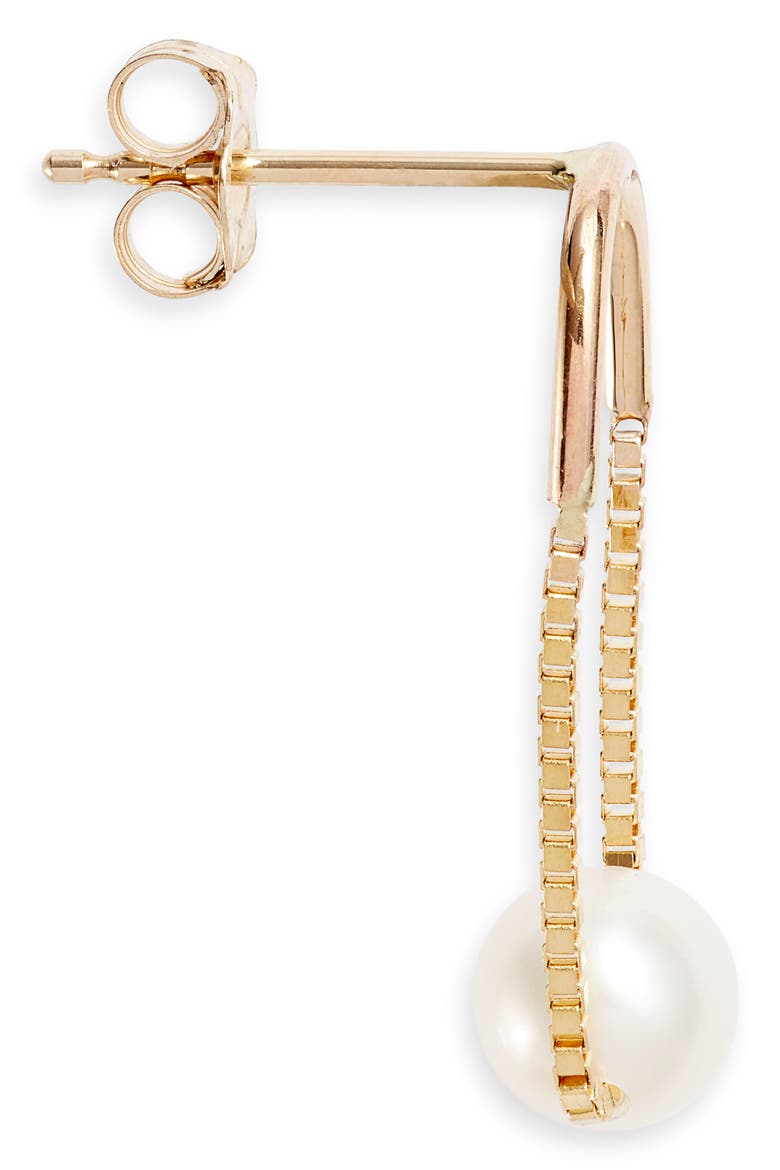 Crescent Pearl Drop Earrings, Alternate, color, YELLOW GOLD
