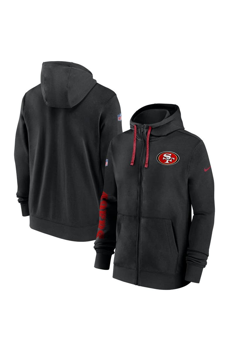 Nike Men's Nike Black San Francisco 49ers 2024 Sideline Club Full-Zip Hoodie, Main, color, 